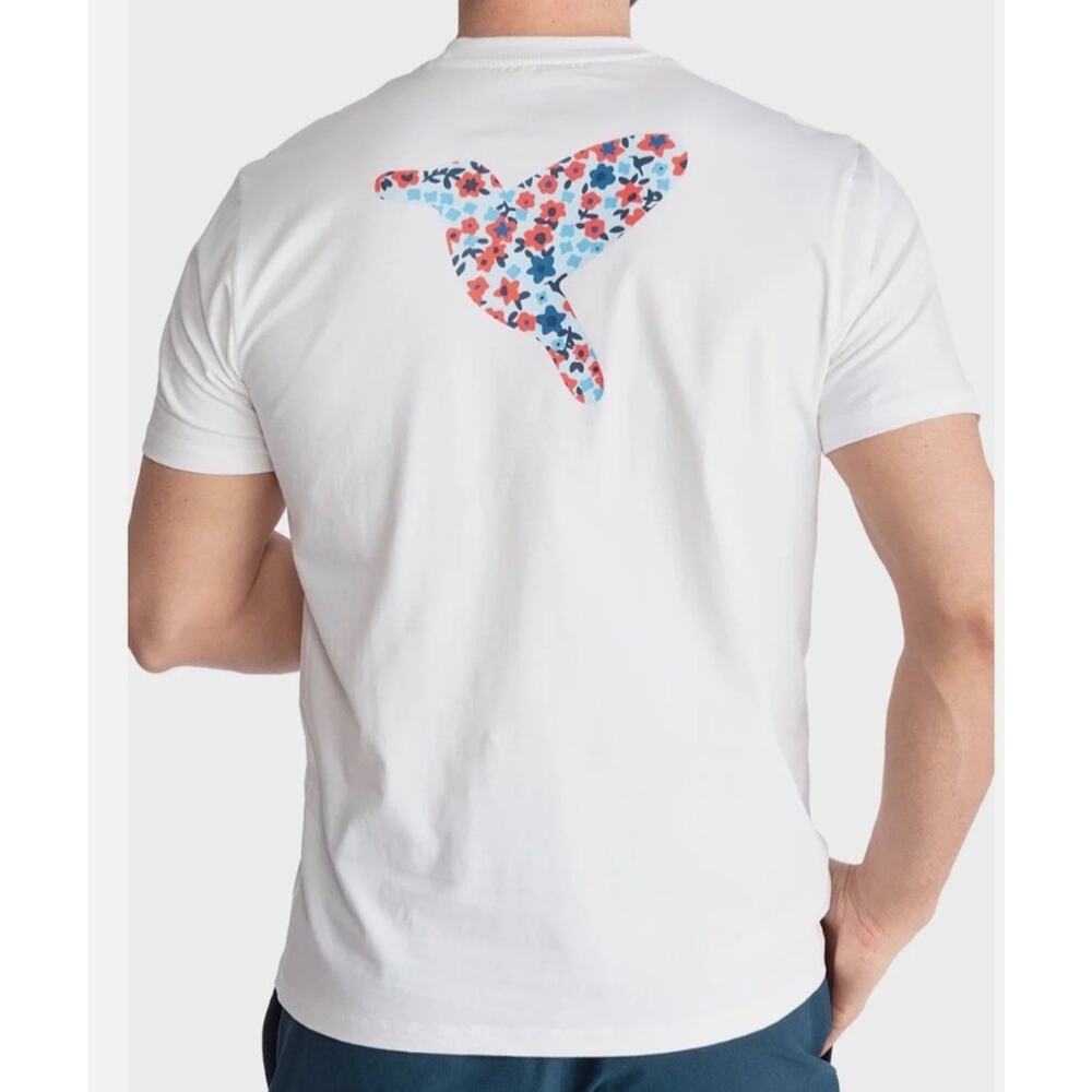 BIRDDOGS Men's White Floral Bird Graphic Print T-Shirt Size Medium A004439